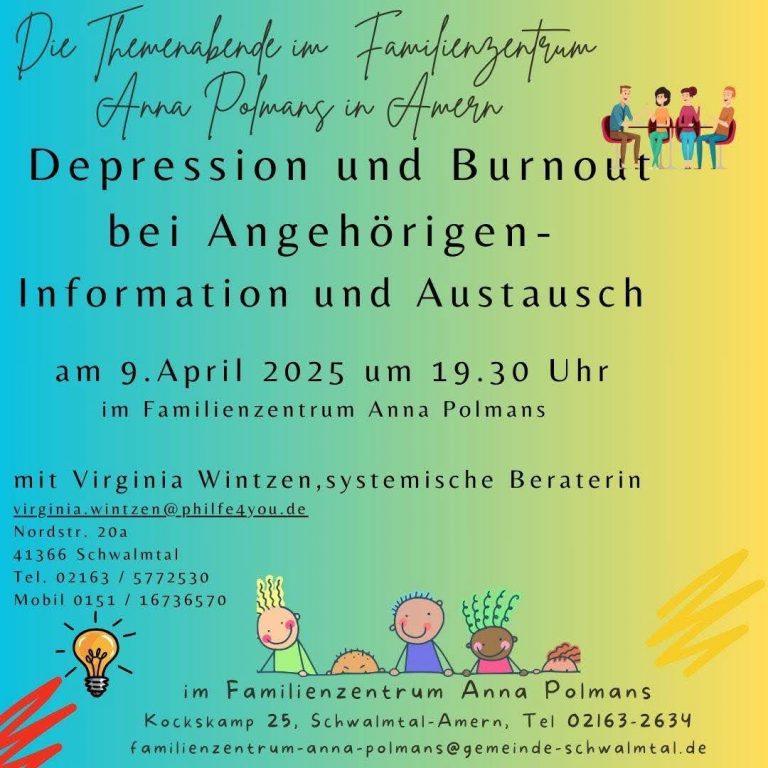 Infoabend Anna Polmann Familienzentrum Depression und Burnout bei Angehörigen