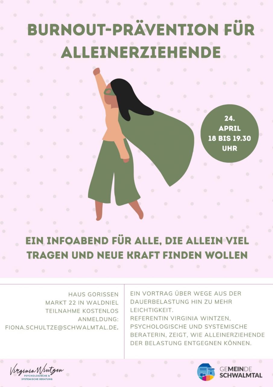 Infoabend Burnout Prävention bei Alleinerziehenden Markt 22 Haus Gorissen Schwalmtal 20260424